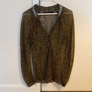 Sheer Brown Blouse with Silver Collar